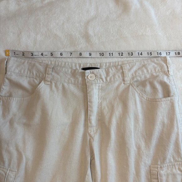 Urban Behavior Beige Linen-Cotton Cargo Pants Size M Relaxed Fit With Pockets - Picture 11 of 16